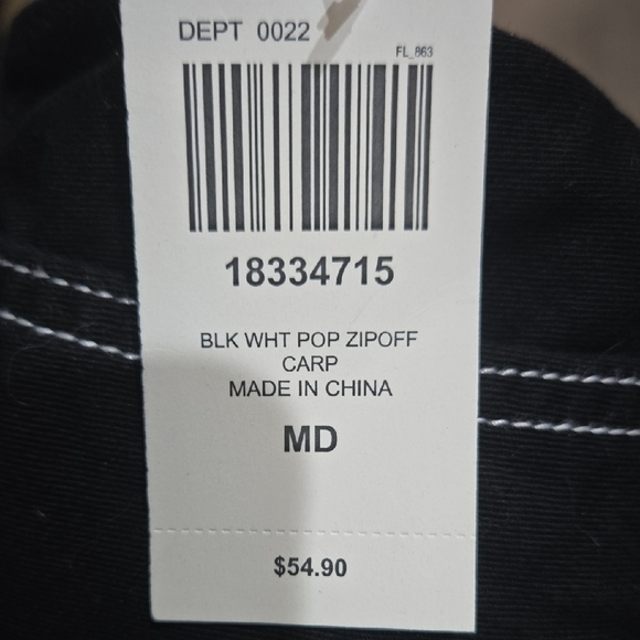 Black and White Cargo Pants with Contrast Stitching - Picture 2 of 10